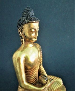 Chinese Gilt Bronze Buddha Statue Figurine Marked Signed 8