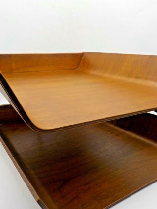 Mid Century Modern Florence Knoll Molded Plywood Dbl Desk Letter Oranizer Tray