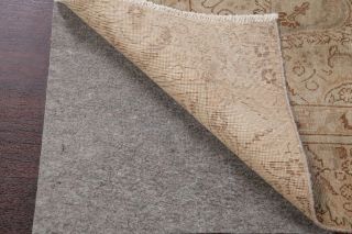 Antique 9 ' x12 ' Muted PALE PEACH Geometric Oriental Area Rug Distressed Carpet 10