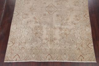 Antique 9 ' x12 ' Muted PALE PEACH Geometric Oriental Area Rug Distressed Carpet 6