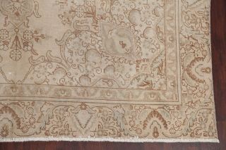 Antique 9 ' x12 ' Muted PALE PEACH Geometric Oriental Area Rug Distressed Carpet 7