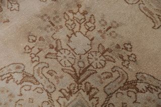 Antique 9 ' x12 ' Muted PALE PEACH Geometric Oriental Area Rug Distressed Carpet 9