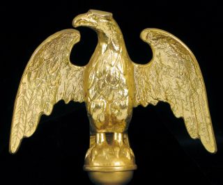Vintage Heavy Duty Brass Federal Eagle Flag Post Top Topper Usa Patriotic Gilt