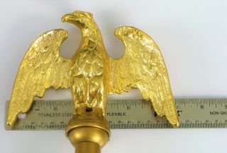 VINTAGE HEAVY DUTY BRASS FEDERAL EAGLE FLAG POST TOP TOPPER USA PATRIOTIC GILT 6