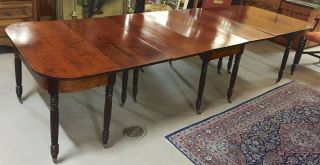 Antique 3 - Part Federal/sheraton Mahogany Dining/banquet Table C1820s—magnificent