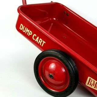BMC Dump Cart Pedal Car Attachment Metal Pressed Steel Trailer Red Wagon 2