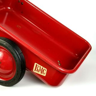 BMC Dump Cart Pedal Car Attachment Metal Pressed Steel Trailer Red Wagon 3