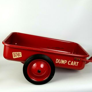 BMC Dump Cart Pedal Car Attachment Metal Pressed Steel Trailer Red Wagon 6