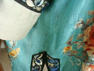 Antique Vintage Chinese Embroidered Silk Robe Forbidden Stitch 11