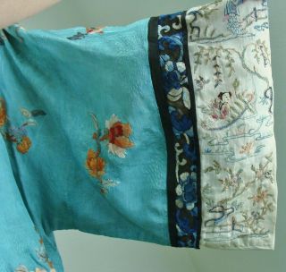 Antique Vintage Chinese Embroidered Silk Robe Forbidden Stitch 2