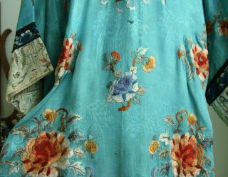 Antique Vintage Chinese Embroidered Silk Robe Forbidden Stitch 9