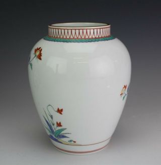VTG Japanese Export Porcelain Hand Painted Blue Bird Exotic Flower 7.  75 Vase SLG 4