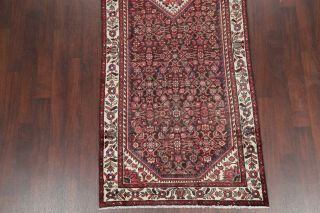 One - of - a - Kind Vintage Geometric Hamedan Persian Hand - Knotted 4 ' x11 ' Runner Rug 10