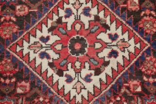 One - of - a - Kind Vintage Geometric Hamedan Persian Hand - Knotted 4 ' x11 ' Runner Rug 12