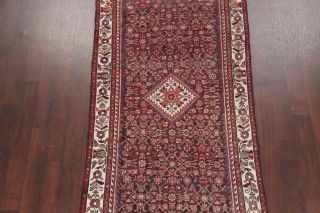 One - of - a - Kind Vintage Geometric Hamedan Persian Hand - Knotted 4 ' x11 ' Runner Rug 3