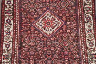 One - of - a - Kind Vintage Geometric Hamedan Persian Hand - Knotted 4 ' x11 ' Runner Rug 4