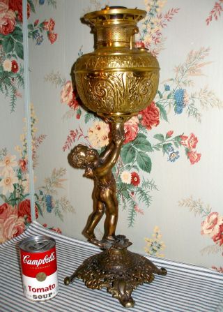 C.  1895 Victorian Figural Banquet Parlor Lamp,  Cox & Day,  York,  Antique