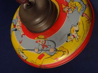 Vintage tin toy litho spinning top farmer clown M.  H PARIS 1930s France RARE 5