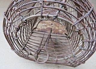 Antique RAT TRAP IRON WIRE CAGE Live MOUSE Catch CAVE SHAPE Complete Aged India 3