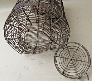 Antique RAT TRAP IRON WIRE CAGE Live MOUSE Catch CAVE SHAPE Complete Aged India 4