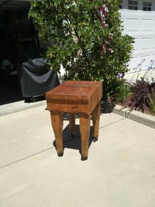 Rare Antique Vintage Solid Maple Butcher Block Table 25x20x33 Tall