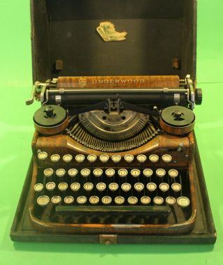 Antique Underwood Typewriter W Case Great Wood Cabinet
