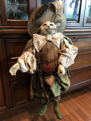 Puss In Boots Marionette By Langlois Studio Of Venice,  Work Of Art,  Signed,  34”