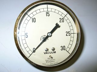 Vintage Marsh Instrument Vacuum Gauge Skokie IL USA 3 1/2 