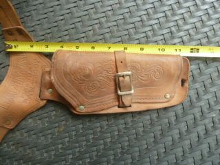 VERY RARE 1950 ' S VINTAGE LAWMAN MARSHAL DAN TROOP DOUBLE LEATHER HOLSTER NO RES 10