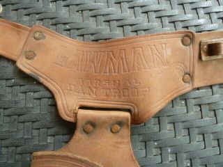 VERY RARE 1950 ' S VINTAGE LAWMAN MARSHAL DAN TROOP DOUBLE LEATHER HOLSTER NO RES 2