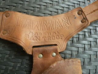 VERY RARE 1950 ' S VINTAGE LAWMAN MARSHAL DAN TROOP DOUBLE LEATHER HOLSTER NO RES 5