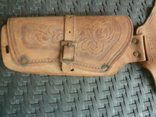 VERY RARE 1950 ' S VINTAGE LAWMAN MARSHAL DAN TROOP DOUBLE LEATHER HOLSTER NO RES 7