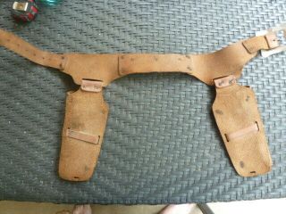 VERY RARE 1950 ' S VINTAGE LAWMAN MARSHAL DAN TROOP DOUBLE LEATHER HOLSTER NO RES 8