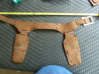 VERY RARE 1950 ' S VINTAGE LAWMAN MARSHAL DAN TROOP DOUBLE LEATHER HOLSTER NO RES 9