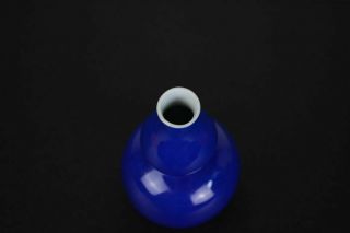Antique Chinese 20th Century Blue Glazed Miniature Double Gourd Vase 3