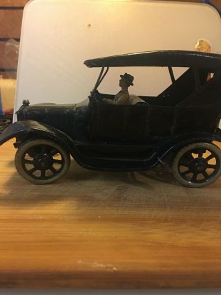 Antique Bing 19872 German Tin Wind - Up Black Model T Toy Car Rare