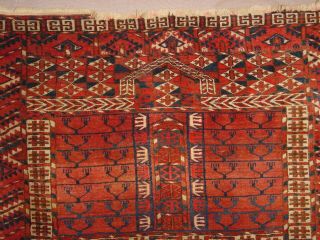 WONDERFUL ANTIQUE 1890 TURKOMAN TEKKE ENSI YURTDOOR HATCHLI RUG HG 5