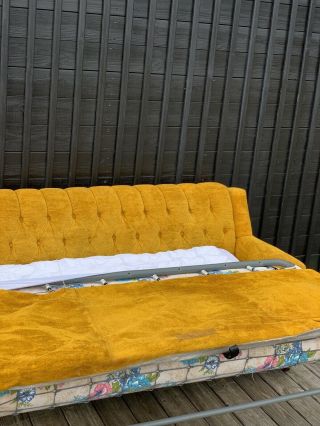 Mid Century Modern Tufted Sleeper Chesterfield Golden Yellow Mustard 4