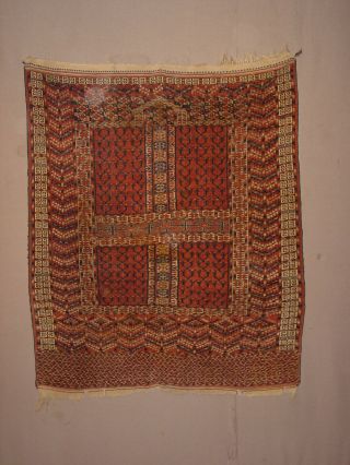 WONDERFUL ANTIQUE 1890 TURKOMAN TEKKE ENSI YURTDOOR HATCHLI RUG HG 2