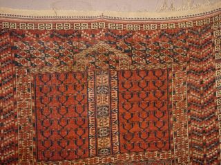 WONDERFUL ANTIQUE 1890 TURKOMAN TEKKE ENSI YURTDOOR HATCHLI RUG HG 3