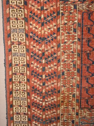 WONDERFUL ANTIQUE 1890 TURKOMAN TEKKE ENSI YURTDOOR HATCHLI RUG HG 5