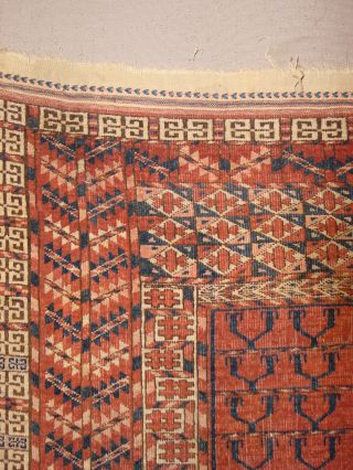 WONDERFUL ANTIQUE 1890 TURKOMAN TEKKE ENSI YURTDOOR HATCHLI RUG HG 6