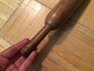 18th Century Rolling Pin Sm Size All One Piece Of Wood W Long Handles Prim 11