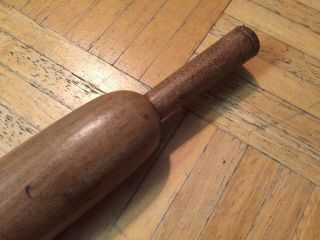 18th Century Rolling Pin Sm Size All One Piece Of Wood W Long Handles Prim 3