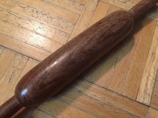 18th Century Rolling Pin Sm Size All One Piece Of Wood W Long Handles Prim 5
