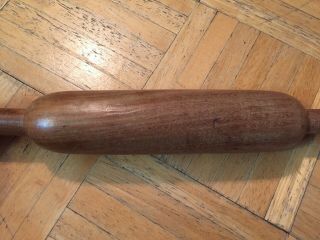 18th Century Rolling Pin Sm Size All One Piece Of Wood W Long Handles Prim 6