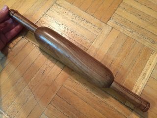 18th Century Rolling Pin Sm Size All One Piece Of Wood W Long Handles Prim 7