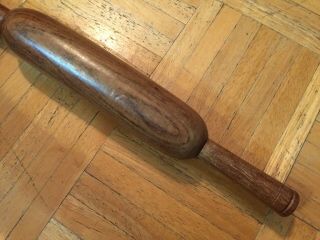 18th Century Rolling Pin Sm Size All One Piece Of Wood W Long Handles Prim 8