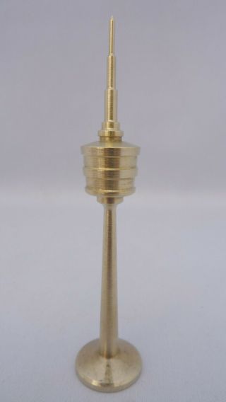 Vintage Mid Century Modernist Space Age Tv Tower Small Model Brass Skyscraper