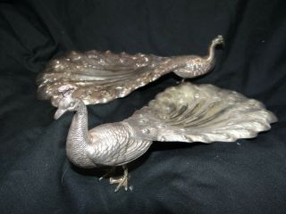 2 Extremely Rare Jennings Brothers Silverplate Peacock Pipe Cigar 1930s J.  B.  2528